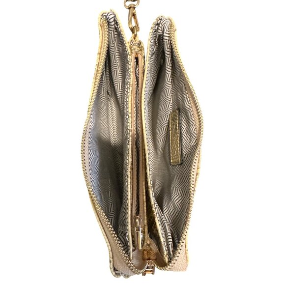 Jen & Co Gold Snake Print Wristlet Wallet W/ Zipper Closure & Card Slots - Picture 3 of 5